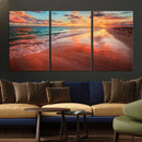 Vibrant Sunset Beach Canvas Print, Ocean Waves and Sandy by MyGreatCanvas | Canvas Wall Art Prints | Photo Prints & Wall Decor