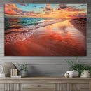 Vibrant Sunset Beach Canvas Print, Ocean Waves and Sandy by MyGreatCanvas | Canvas Wall Art Prints | Photo Prints & Wall Decor
