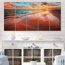 Vibrant Sunset Beach Canvas Print, Ocean Waves and Sandy