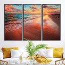 Vibrant Sunset Beach Canvas Print, Ocean Waves and Sandy