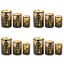 12PCS Village Silhouette Candle Lantern 7.5" H Etched Bronze Metal Candle Holder Decorations for Living Room Tabletop Parties Patio Entryway Indoors Outdoors by JHY DESIGN