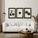 Black Beige Set of 3 Vintage Playing Cards by Wall Art Set