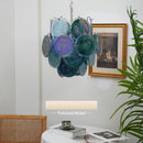 Blue Disks Murano Glass Chandelier