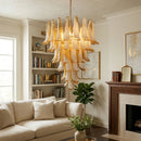Vintage Murano Caramel Glass Petals Chandelier