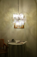 Vintage Murano Iridescent Glass Disks Chandelier