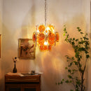 Vintage Murano Orange Transparent Disc Chandelier