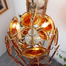 Vintage Murano Orange Transparent Disc Chandelier