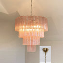 Pink Glass Tube Star Layered Chandelier