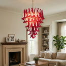 Vintage Murano Red Glass Petals Chandelier