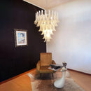 Vintage Murano Transparent Glass Petals Chandelier