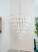 Vintage Murano Transparent Glass Petals Chandelier