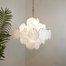 Vintage Murano White Disks Chandelier