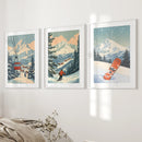 Vintage Ski Poster Set of 3. Snowboard, Skier & Ski Lift Wall Art by Wall Art Set