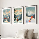 Vintage Ski Poster Set of 3. Snowboard, Skier & Ski Lift Wall Art by Wall Art Set