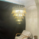 Vintage Transparent Amber Murano Petals Chandelier