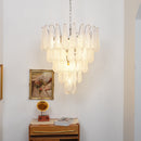 Vintage Transparent Murano Glass Petals Drop Chandelier