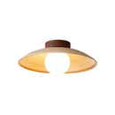 Vintage Wood Travertine Dome Ceiling Light