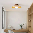 Vintage Wood Travertine Dome Ceiling Light