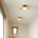 Vintage Wood Travertine Dome Ceiling Light