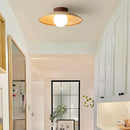 Vintage Wood Travertine Dome Ceiling Light