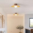 Vintage Wood Travertine Dome Ceiling Light
