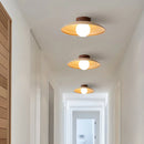 Vintage Wood Travertine Dome Ceiling Light