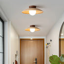 Vintage Wood Travertine Dome Ceiling Light