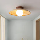 Vintage Wood Travertine Dome Ceiling Light