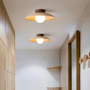 Vintage Wood Travertine Dome Ceiling Light