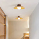 Vintage Wood Travertine Dome Ceiling Light