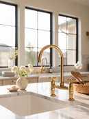 Vintage 8" Kitchen Unlacquered Brass Bridge faucet by Palmeraies