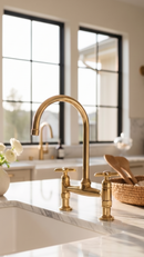 Vintage 8" Kitchen Unlacquered Brass Bridge faucet