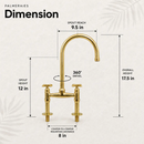 Vintage 8" Kitchen Unlacquered Brass Bridge faucet by Palmeraies