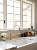 Vintage Unlacquered Brass Bridge faucet 8" by Palmeraies