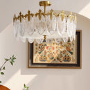 Vintage Glass Leaf Round Chandelier