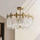 Vintage Glass Leaf Round Chandelier