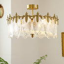 Vintage Glass Leaf Round Chandelier