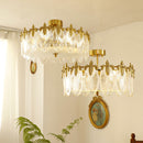 Vintage Glass Leaf Round Chandelier