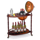 Vintage Globe Rolling Wine Bar Cart with Extra Shelf by LJGDeals