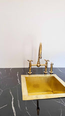 Unlacquered Brass Kitchen Faucet -  Dual Handle Center Ball Bridge Sink Faucet