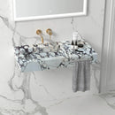 Calacatta Viola Handcrafted Marble Wall Mount Bathroom Sink With Towel Bar