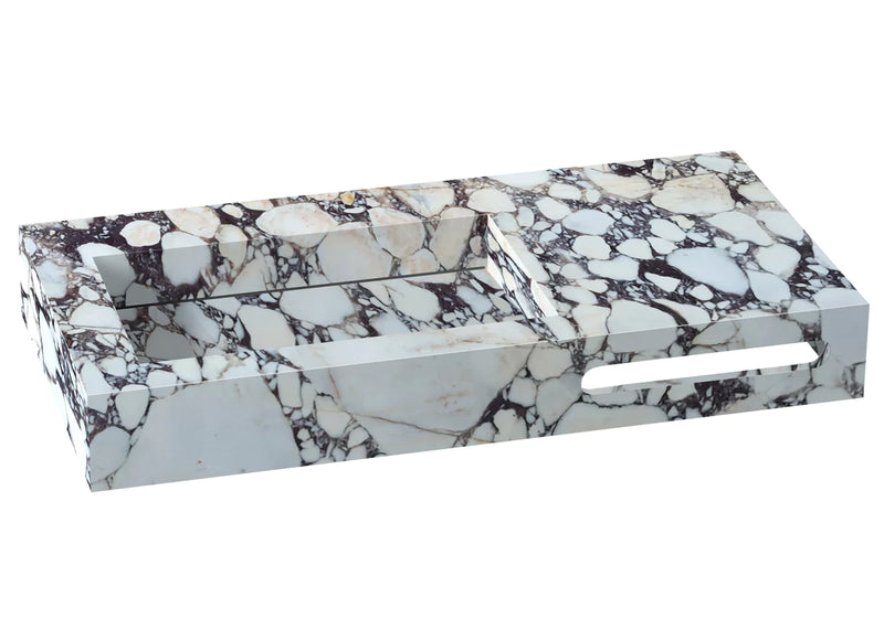 Calacatta Viola Marble Wall-mount Bathroom Sink Hidden Drain and Towel Holder