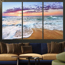 Vivid Sunset Ocean Waves Wall Art Print, Coastal Beach