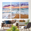 Vivid Sunset Ocean Waves Wall Art Print, Coastal Beach