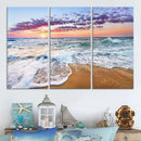 Vivid Sunset Ocean Waves Wall Art Print, Coastal Beach
