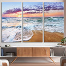 Vivid Sunset Ocean Waves Wall Art Print, Coastal Beach