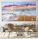 Vivid Sunset Ocean Waves Wall Art Print, Coastal Beach