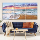 Vivid Sunset Ocean Waves Wall Art Print, Coastal Beach