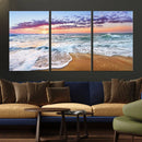 Vivid Sunset Ocean Waves Wall Art Print, Coastal Beach