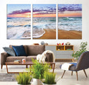 Vivid Sunset Ocean Waves Wall Art Print, Coastal Beach